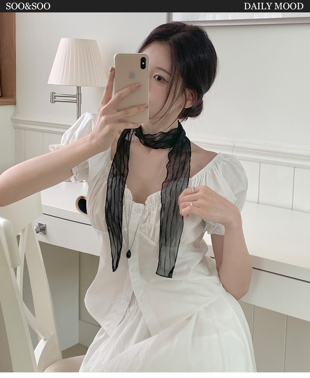 치요 쉬폰 링클 주름 쁘띠 롱 스카프 (26M007) 상세 이미지 1