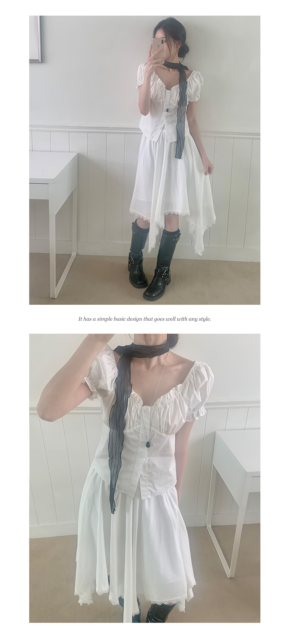 치요 쉬폰 링클 주름 쁘띠 롱 스카프 (26M007) 상세 이미지 8